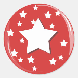 White Stars over Red  Classic Round Sticker