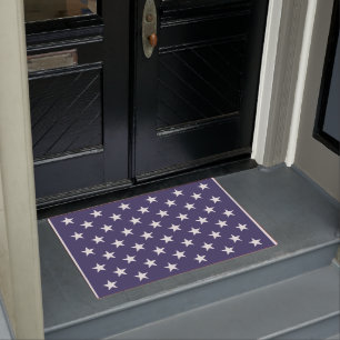 White Stars Patriotic American Flag Pattern Doormat