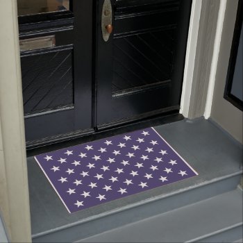 White Stars Patriotic American Flag Pattern Doormat by FlagGallery at Zazzle