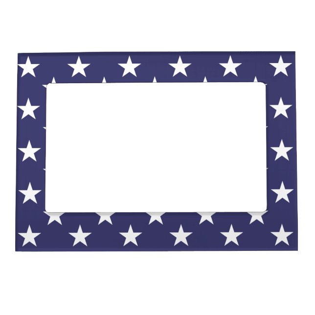 White Stars Patriotic American Flag Pattern Magnetic Frame (Front)