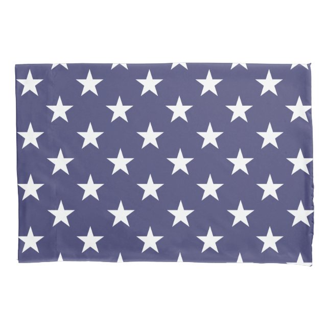 White Stars Patriotic American Flag Pattern Pillow Case (Front)