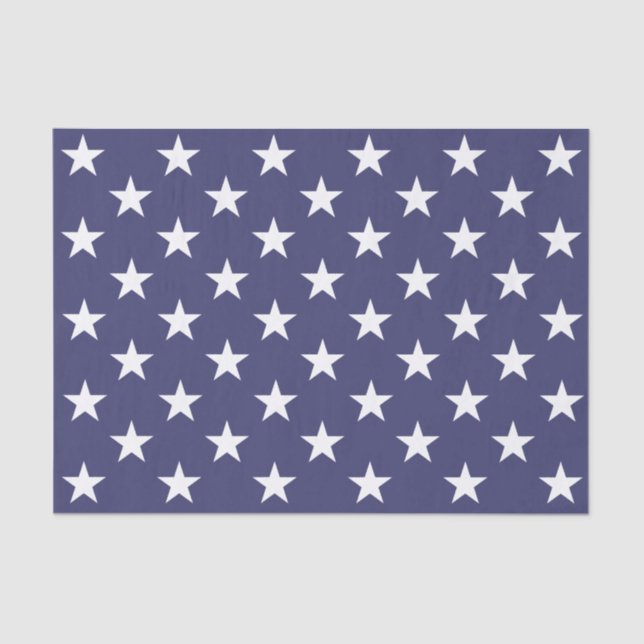 White Stars Patriotic American Flag Pattern Tissue Paper (Front)
