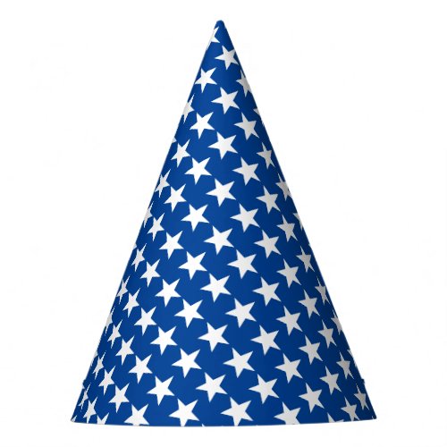 White Stars Pattern on Blue American Flag Theme Party Hat