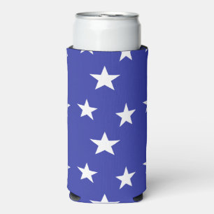 White stars pattern on blue seltzer can cooler