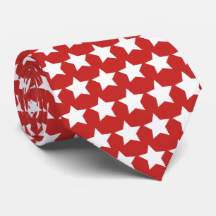 White Stars Pattern Red Neck Tie