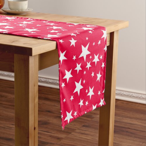 White Stars Red Customize Template Christmas Party Medium Table Runner