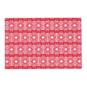 White Stars, Snowflakes, Red Christmas Holiday Placemat