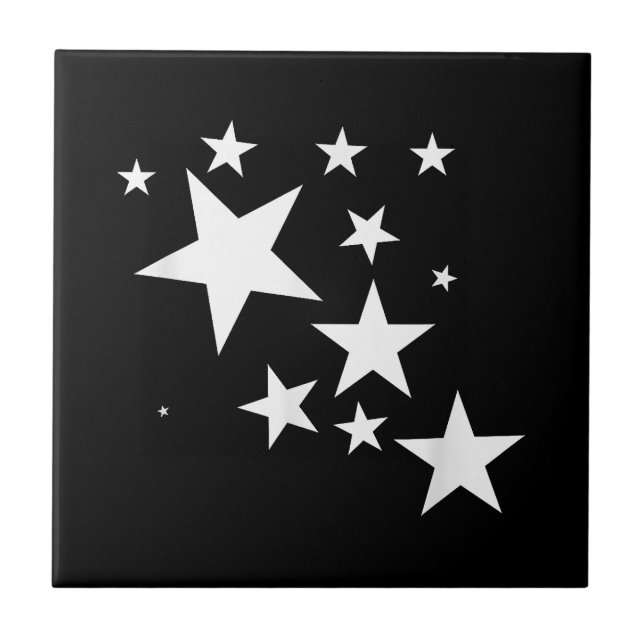 White Stars Star-Pattern-Design Costume Gift Ceramic Tile (Front)