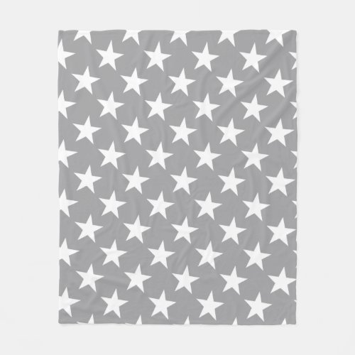 White Stars Stylish Grey Color Star Design Modern Fleece Blanket