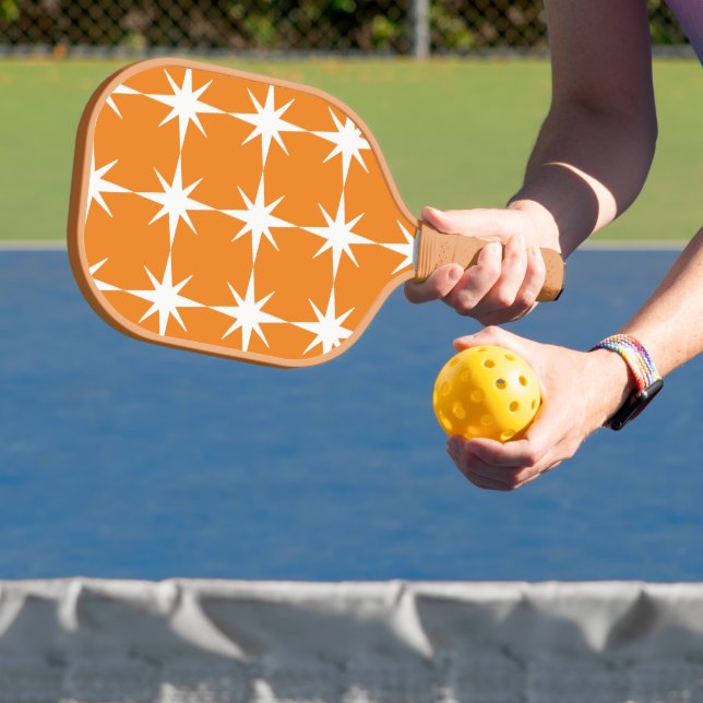 White stars with orange background - Personalize Pickleball Paddle (Insitu)