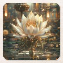 White Steam-punk Lotus Digital Art