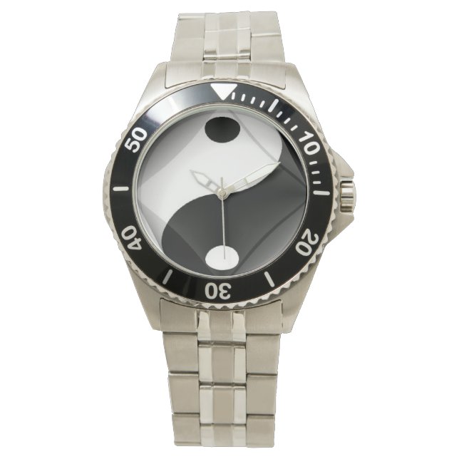 White Steel Yin Yang Horloge of N.A. Watch (Front)