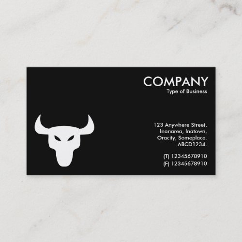 White Steer Symbol _ Black Business Card