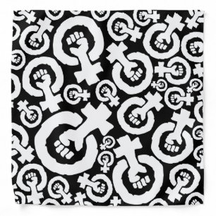 White stencil Universal Female symbol Black Backgr Bandana