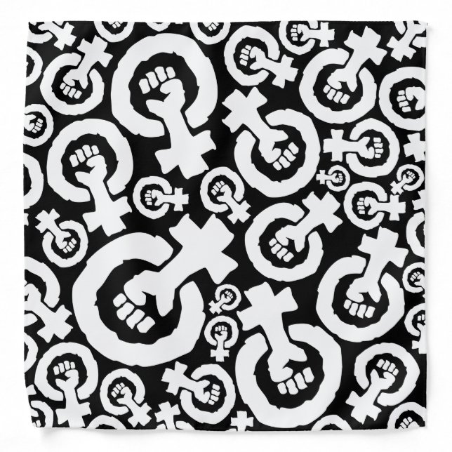 White stencil Universal Female symbol Black Backgr Bandana (Front)