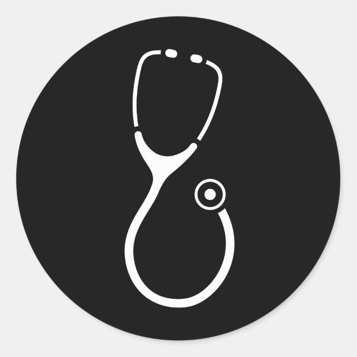 White stethoscope logo on black doctor sticker