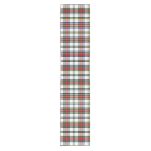 White Stewart Plaid Short Table Runner