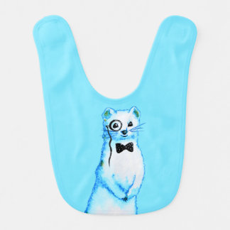 White Stoat Ermine Cute Ferret Lover Art Baby Bib
