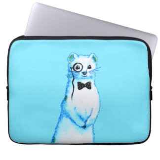 White Stoat Ermine Cute Ferret Lover Art Laptop Sleeve