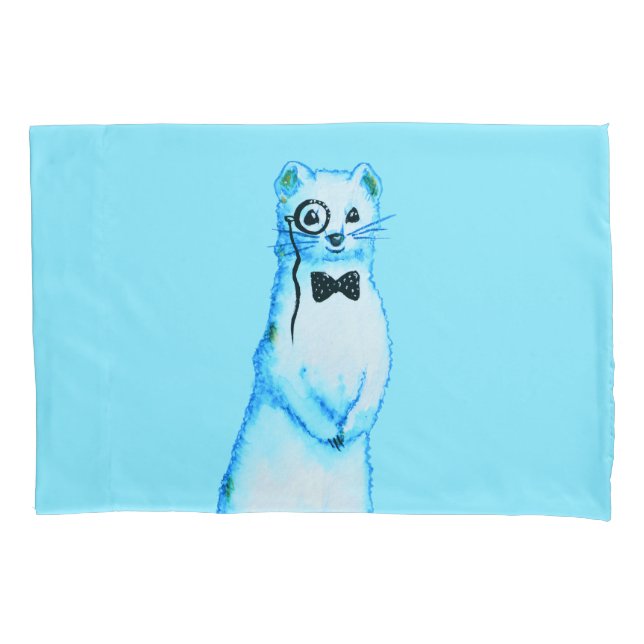 White Stoat Ermine Cute Ferret Lover Art Pillow Case (Front)