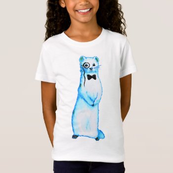 White Stoat Ermine Cute Ferret Lover Art T-shirt by borianag at Zazzle