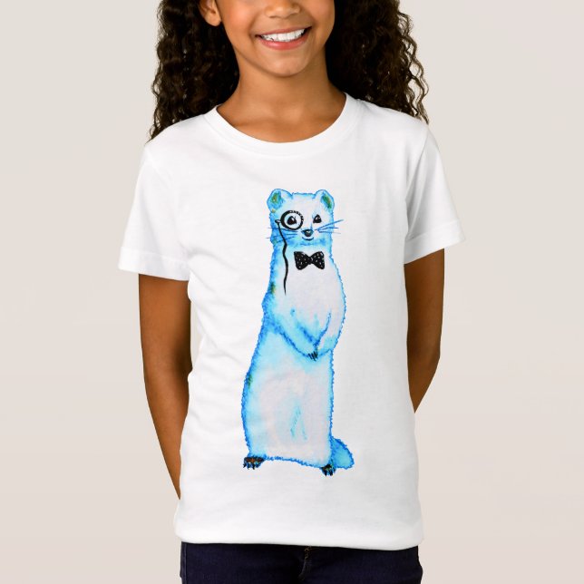 White Stoat Ermine Cute Ferret Lover Art T-Shirt (Front)