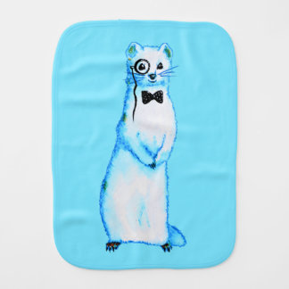 White Stoat Ermine Cute Mustelid Ferret Lover Art Baby Burp Cloth