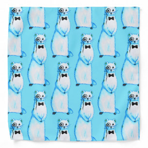 White Stoat Ermine Cute Mustelid Ferret Lover Art Bandana