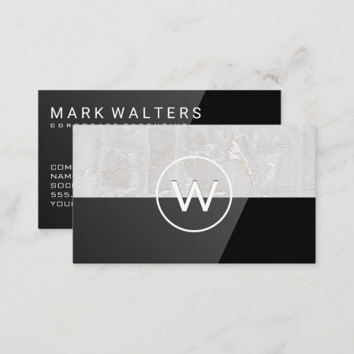 White Stone  Black Gloss Business Card