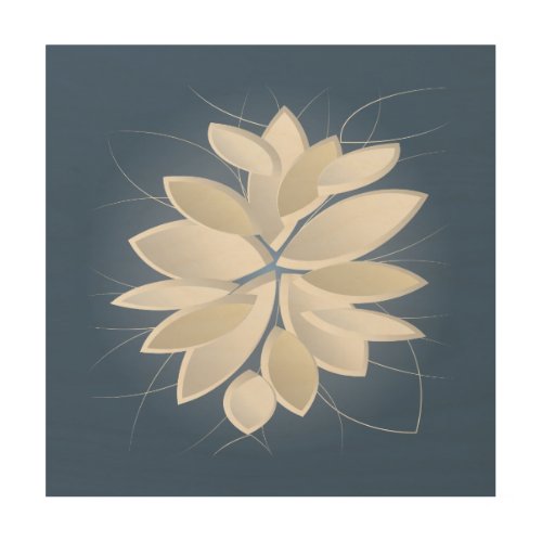 white stone petals wood wall art