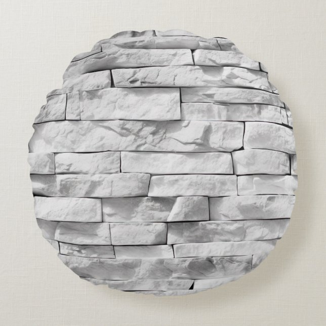 White Stone Textures Design Series 3 Round Pillow (Front)