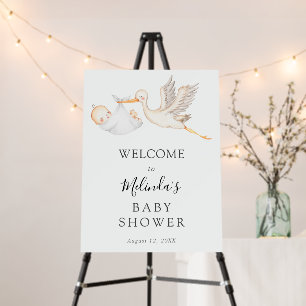 White Stork Baby Shower Welcome Poster