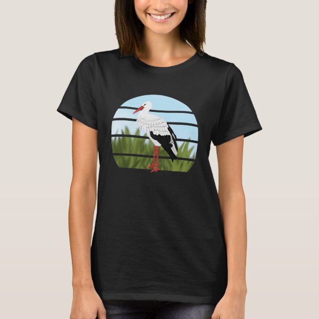 White Stork Bird Bird Birdwatcher Animal Biologist T-Shirt (Front)