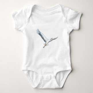 White stork flying baby bodysuit