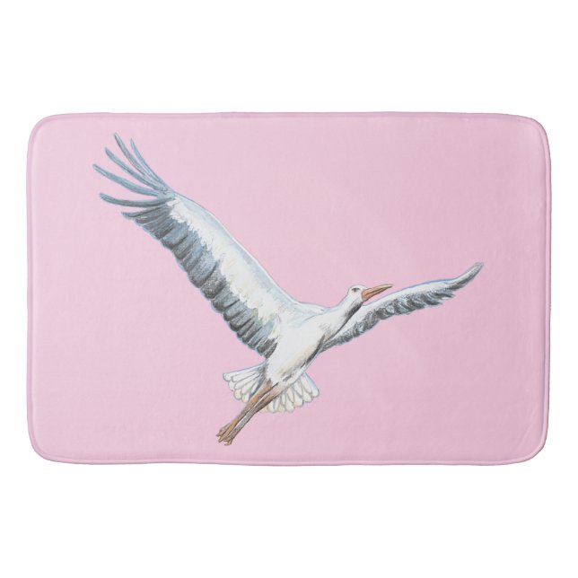 White stork flying  bath mat (Front)