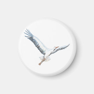 White stork flying magnet