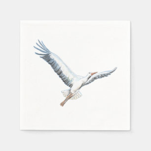 White stork flying   napkins