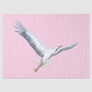 White stork flying   tissue paper
