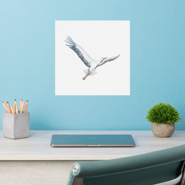 White stork flying  wall decal  (Home Office 2)