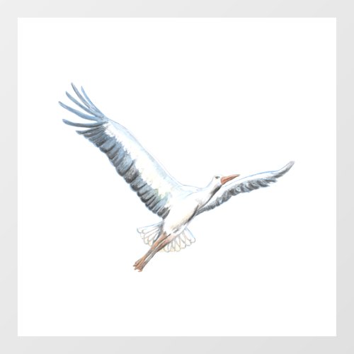 White stork flying  window cling