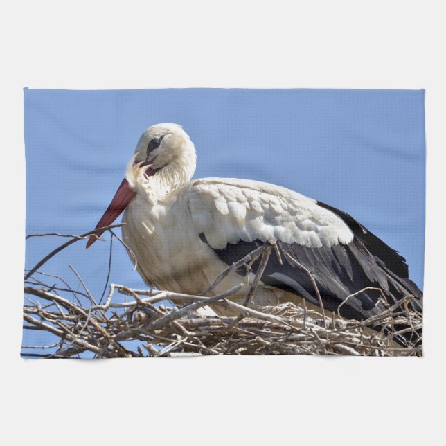White stork in its nest towel (Horizontal)