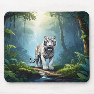 White Storm Tiger – Jungle Lightning Fantasy Mouse Mouse Pad