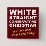 White Straight Conservative Christian Button Badge at Zazzle