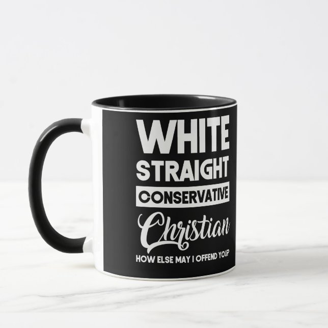 White Straight Conservative Christian Offensive Mug (Left)
