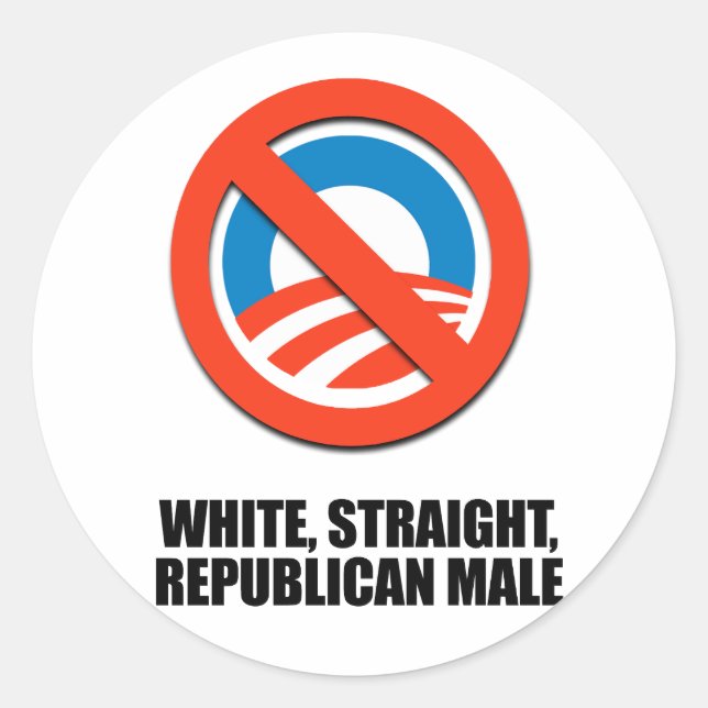 White straight Republican Male Classic Round Sticker (Front)