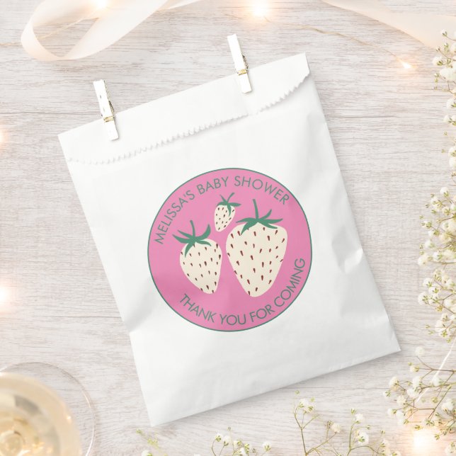 White Strawberry Cute Pineberry BABY SHOWER Custom Favor Bag (Clipped)