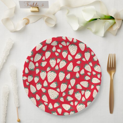 White Strawberry Cute Pineberry CUSTOM BABY SHOWER Paper Plates