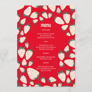 White Strawberry Cute Pineberry HAND DRAWN CUSTOM  Menu