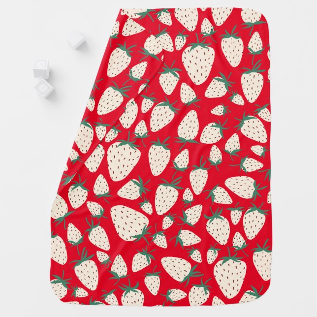 White Strawberry Cute Pineberry Shower Gift Baby Blanket (In Situ)