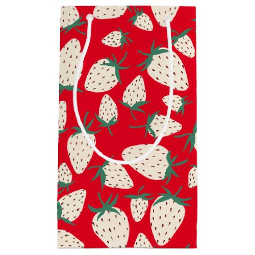 White Strawberry Cute Sweet Pineberry CUSTOM  Small Gift Bag